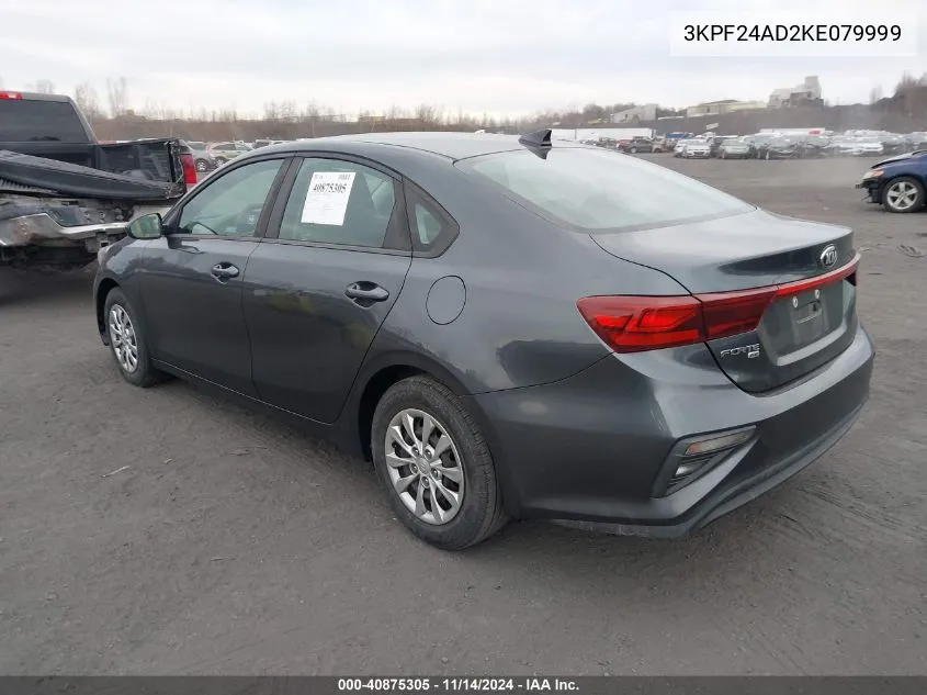 2019 Kia Forte Fe VIN: 3KPF24AD2KE079999 Lot: 40875305