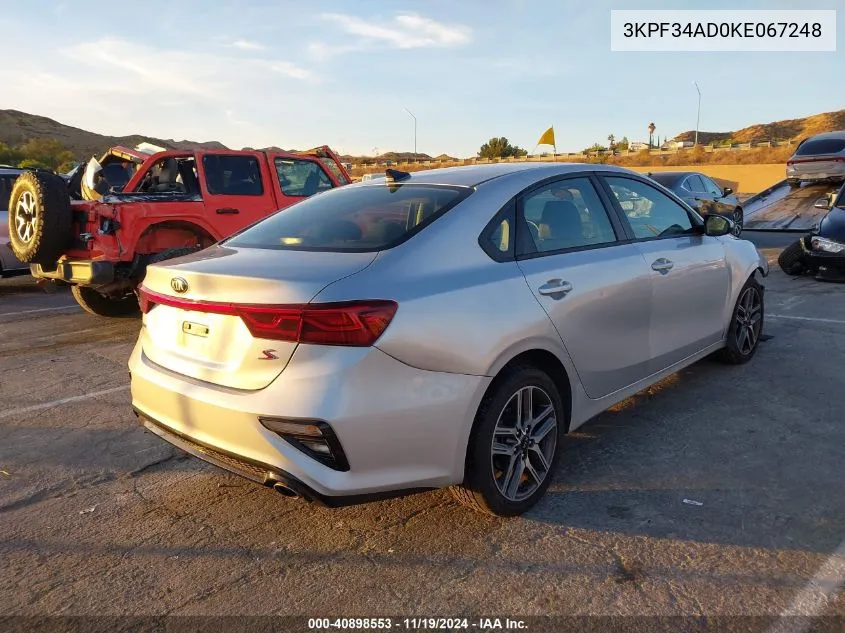 2019 Kia Forte S VIN: 3KPF34AD0KE067248 Lot: 40898553