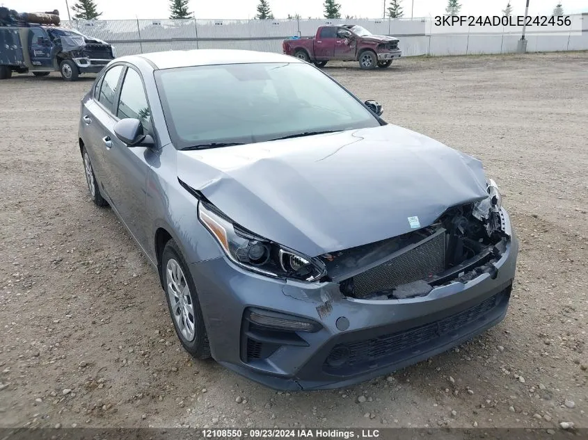 2020 Kia Forte Fe/Lxs VIN: 3KPF24AD0LE242456 Lot: 12108550