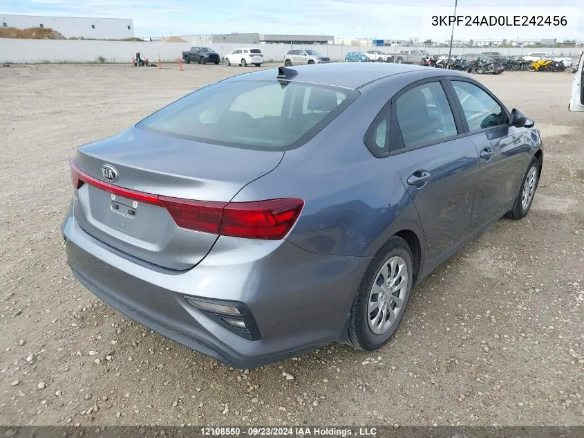 2020 Kia Forte Fe/Lxs VIN: 3KPF24AD0LE242456 Lot: 12108550