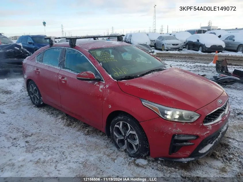 2020 Kia Forte Ex VIN: 3KPF54AD0LE149072 Lot: 12156506