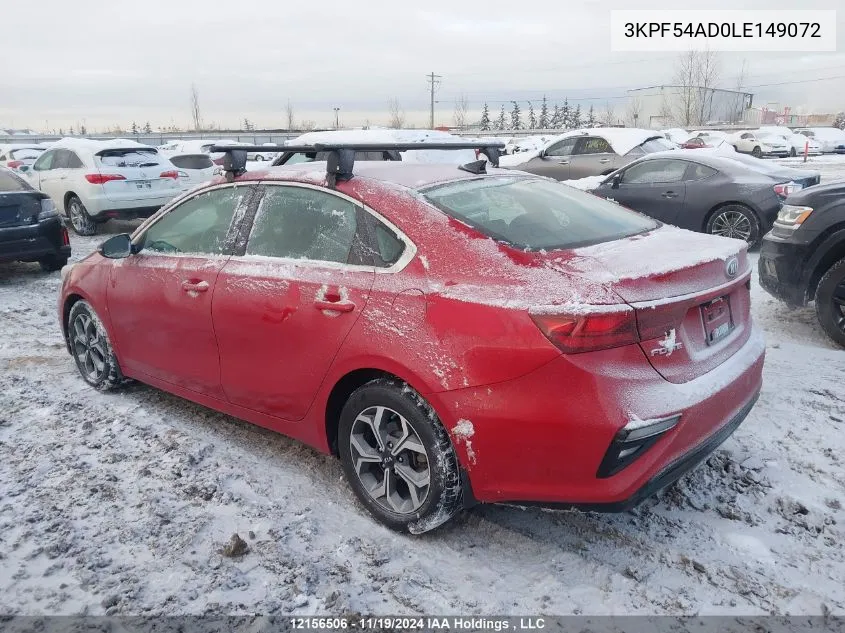 2020 Kia Forte Ex VIN: 3KPF54AD0LE149072 Lot: 12156506