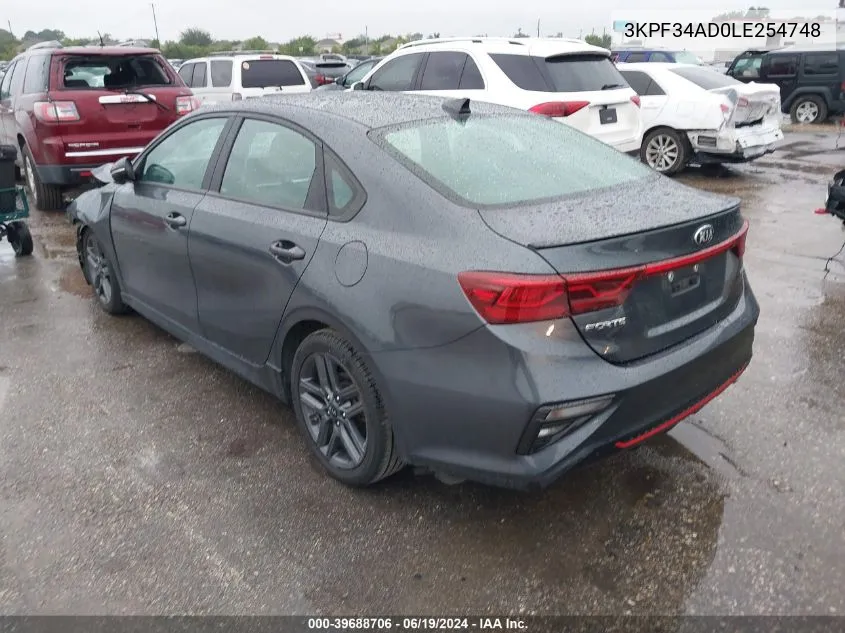 2020 Kia Forte Gt-Line VIN: 3KPF34AD0LE254748 Lot: 39688706