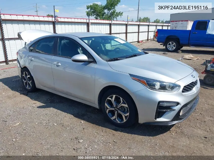 2020 Kia Forte Lxs VIN: 3KPF24AD3LE195116 Lot: 39855921