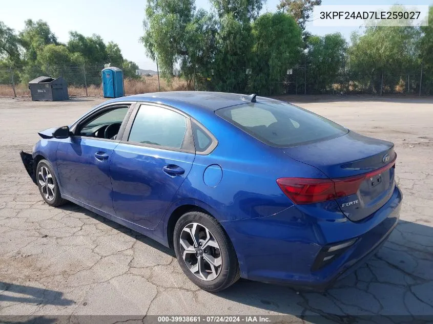 2020 Kia Forte Lxs VIN: 3KPF24AD7LE259027 Lot: 39938661