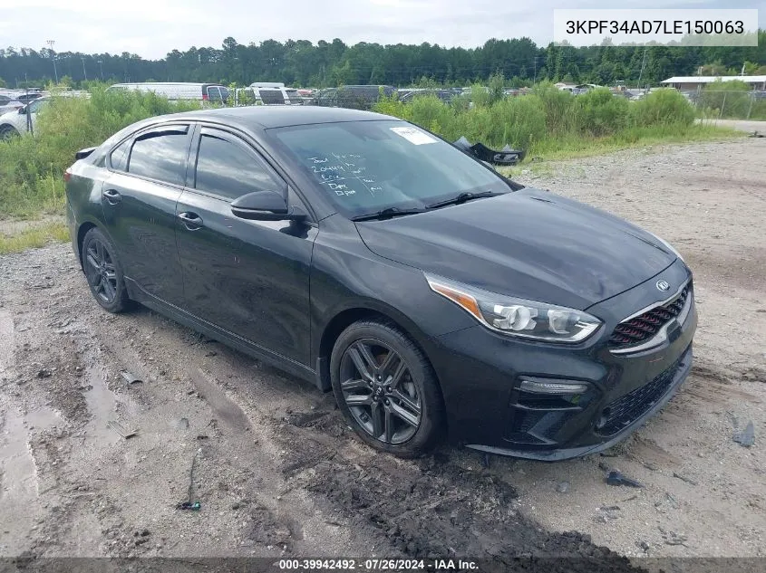 2020 Kia Forte Gt Line/S VIN: 3KPF34AD7LE150063 Lot: 39942492