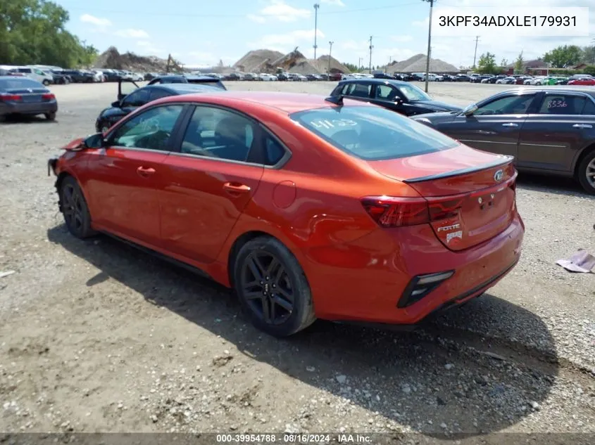 2020 Kia Forte Gt-Line VIN: 3KPF34ADXLE179931 Lot: 39954788