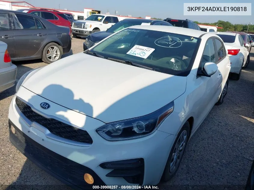 2020 Kia Forte Fe VIN: 3KPF24ADXLE190818 Lot: 40254236