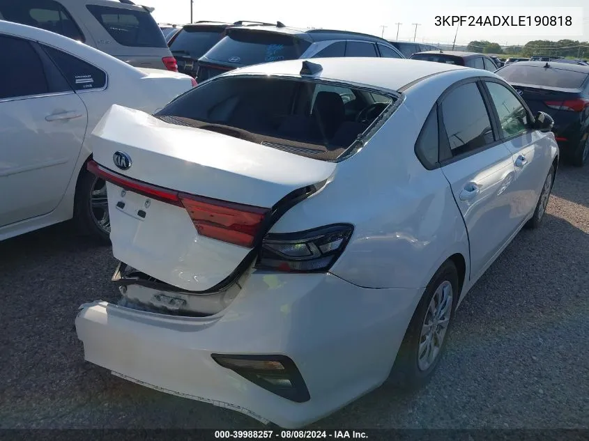 2020 Kia Forte Fe VIN: 3KPF24ADXLE190818 Lot: 40254236