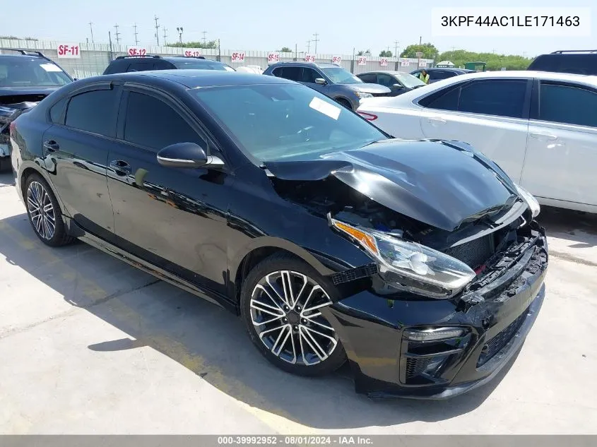 2020 Kia Forte Gt VIN: 3KPF44AC1LE171463 Lot: 39992952