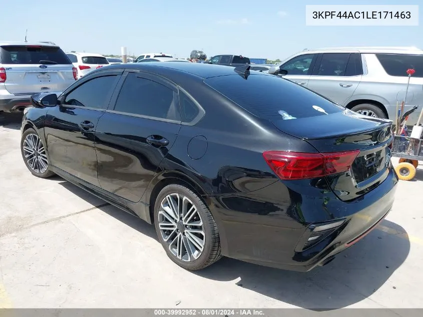 2020 Kia Forte Gt VIN: 3KPF44AC1LE171463 Lot: 39992952