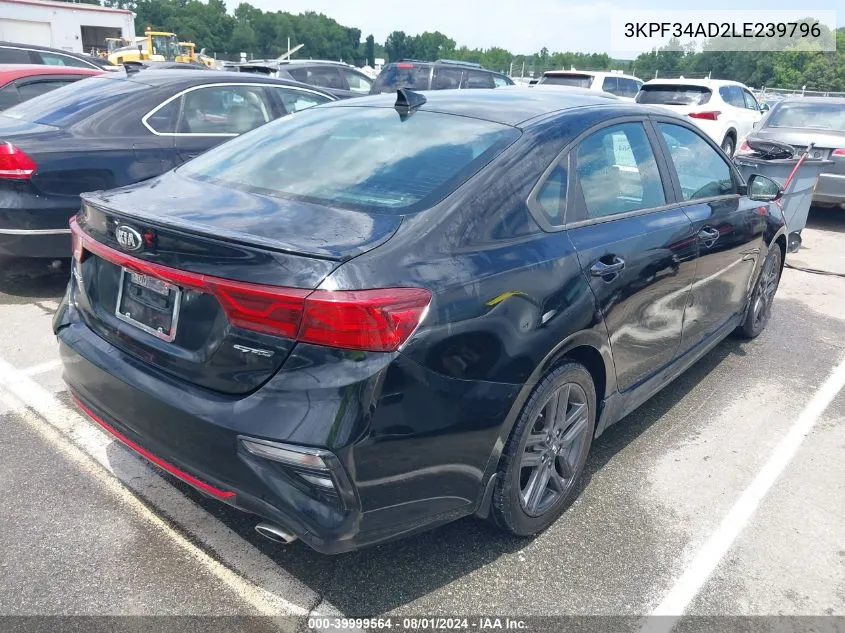 2020 Kia Forte Gt-Line VIN: 3KPF34AD2LE239796 Lot: 39999564