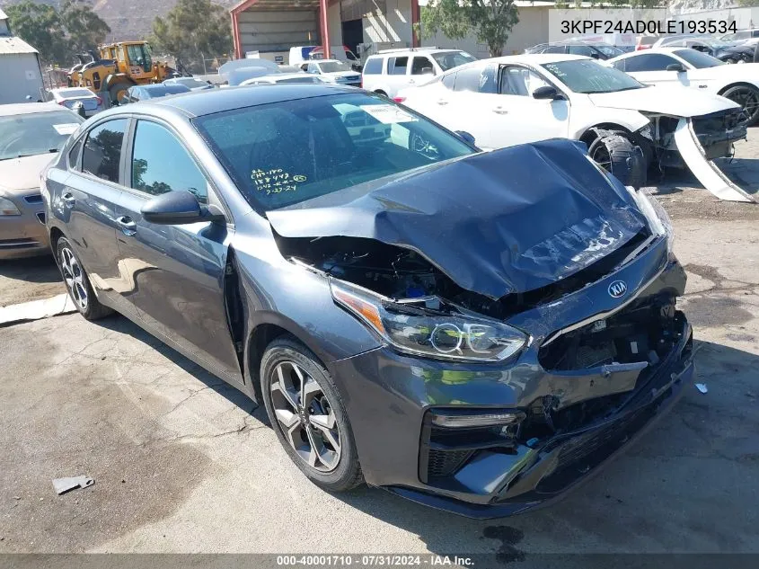 2020 Kia Forte Lxs VIN: 3KPF24AD0LE193534 Lot: 40001710