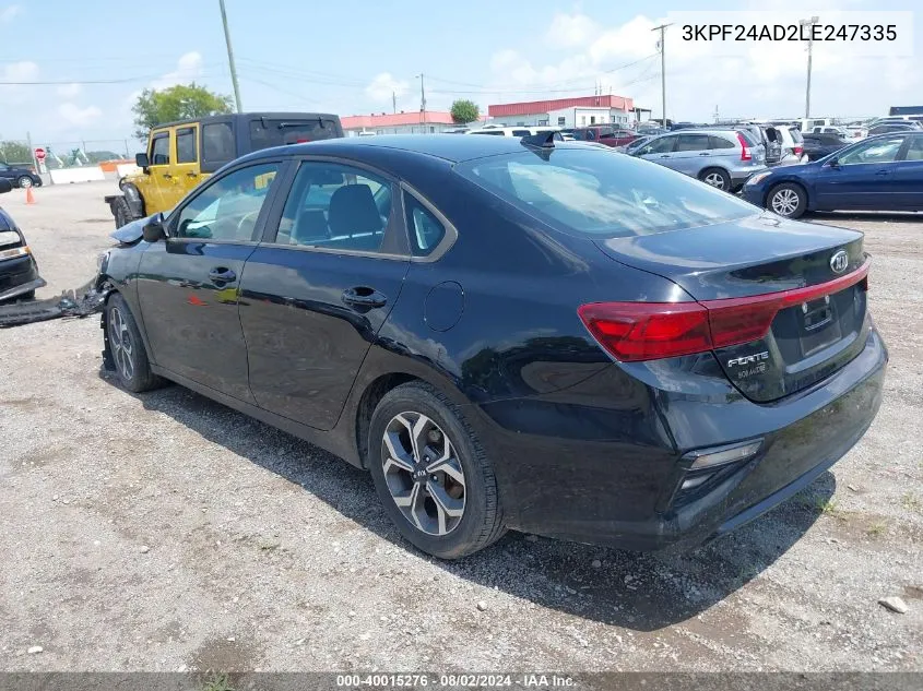 2020 Kia Forte Lxs VIN: 3KPF24AD2LE247335 Lot: 40015276