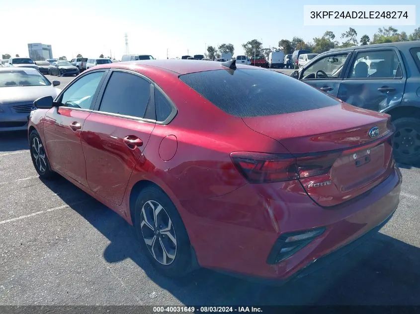 3KPF24AD2LE248274 2020 Kia Forte Lxs