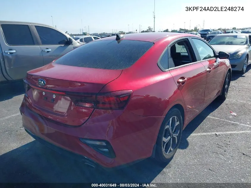 3KPF24AD2LE248274 2020 Kia Forte Lxs