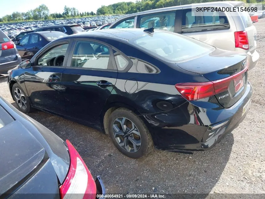 2020 Kia Forte Fe/Lxs VIN: 3KPF24AD0LE154698 Lot: 40054921