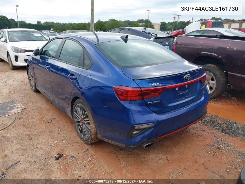 2020 Kia Forte Gt VIN: 3KPF44AC3LE161730 Lot: 40075279