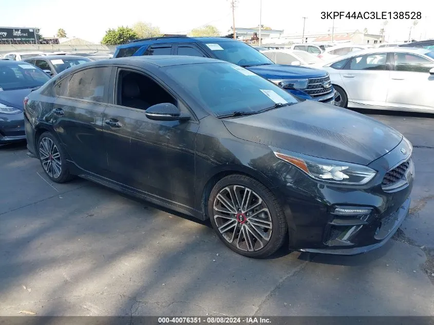 2020 Kia Forte Gt VIN: 3KPF44AC3LE138528 Lot: 40076351