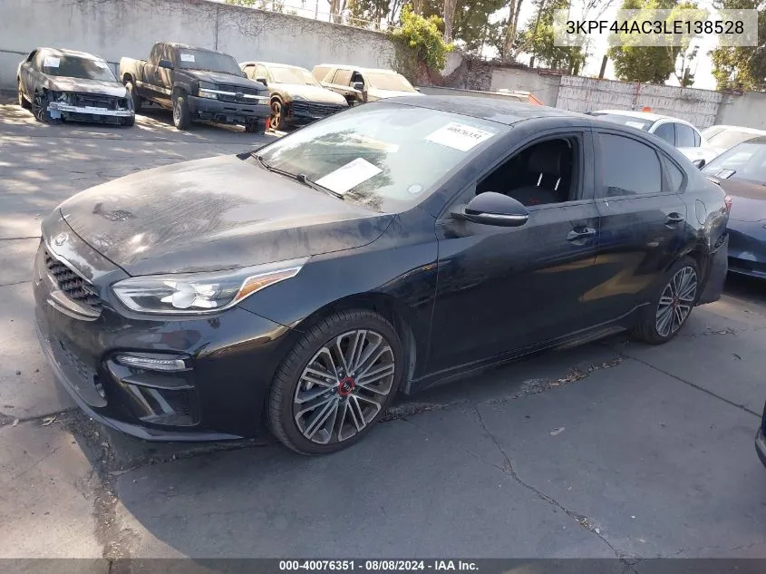 2020 Kia Forte Gt VIN: 3KPF44AC3LE138528 Lot: 40076351