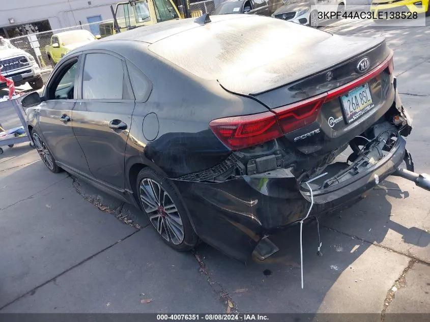 2020 Kia Forte Gt VIN: 3KPF44AC3LE138528 Lot: 40076351