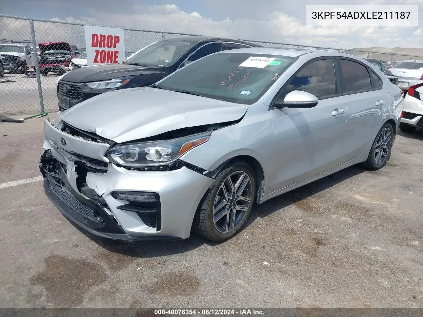 2020 Kia Forte Ex VIN: 3KPF54ADXLE211187 Lot: 40076354