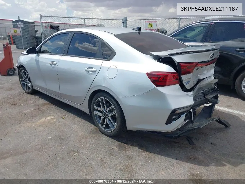 2020 Kia Forte Ex VIN: 3KPF54ADXLE211187 Lot: 40076354