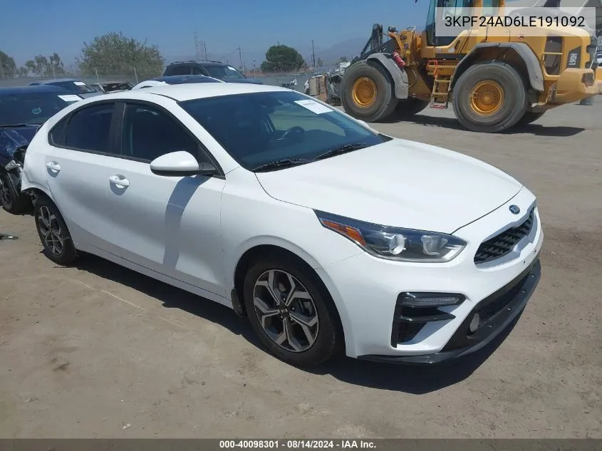 3KPF24AD6LE191092 2020 Kia Forte Lxs