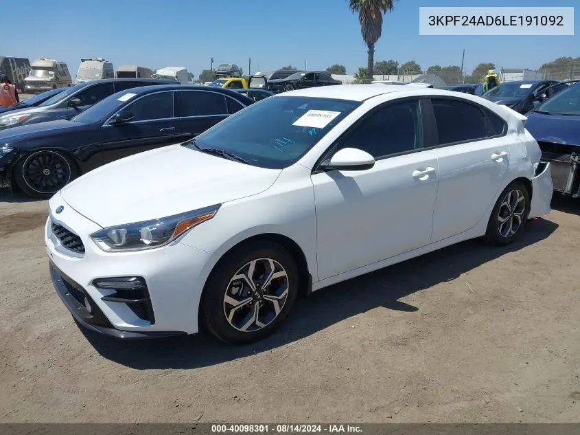 2020 Kia Forte Lxs VIN: 3KPF24AD6LE191092 Lot: 40098301