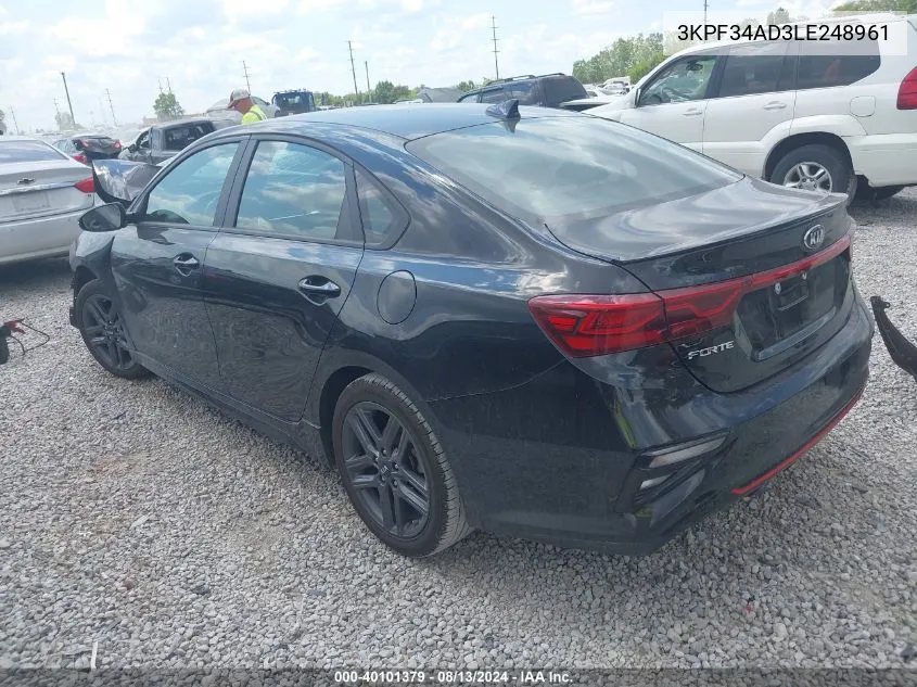 2020 Kia Forte Gt-Line VIN: 3KPF34AD3LE248961 Lot: 40101379