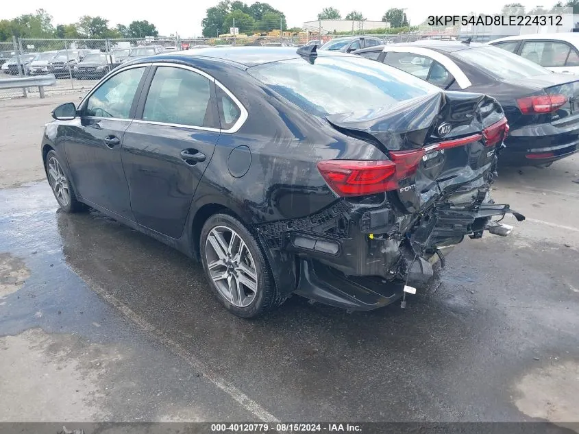 2020 Kia Forte Ex VIN: 3KPF54AD8LE224312 Lot: 40120779