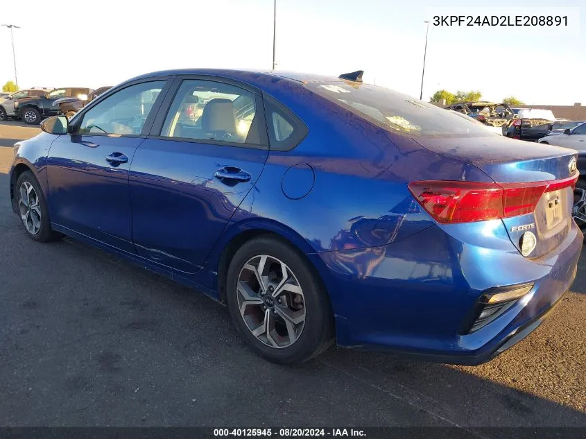 2020 Kia Forte Lxs VIN: 3KPF24AD2LE208891 Lot: 40125945