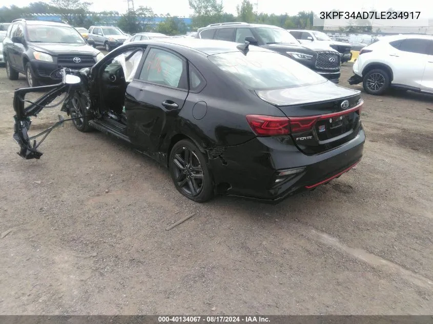 2020 Kia Forte Gt-Line VIN: 3KPF34AD7LE234917 Lot: 40134067