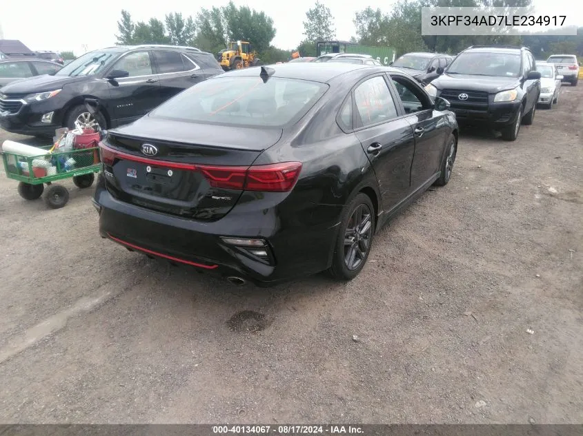 2020 Kia Forte Gt-Line VIN: 3KPF34AD7LE234917 Lot: 40134067