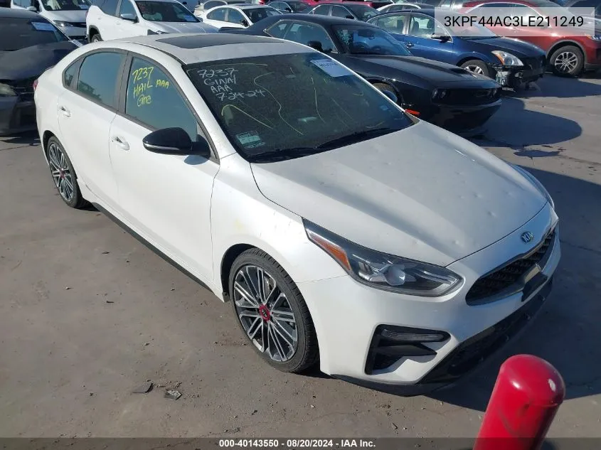 2020 Kia Forte Gt VIN: 3KPF44AC3LE211249 Lot: 40143550