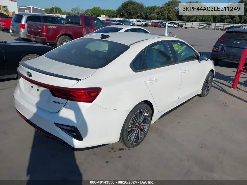 2020 Kia Forte Gt VIN: 3KPF44AC3LE211249 Lot: 40143550