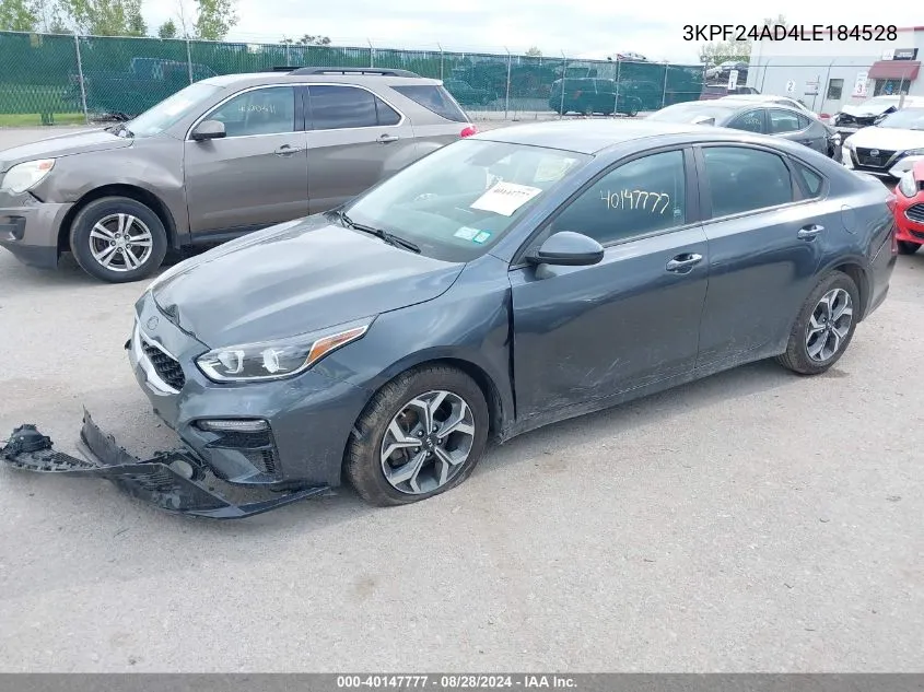 2020 Kia Forte Lxs VIN: 3KPF24AD4LE184528 Lot: 40147777