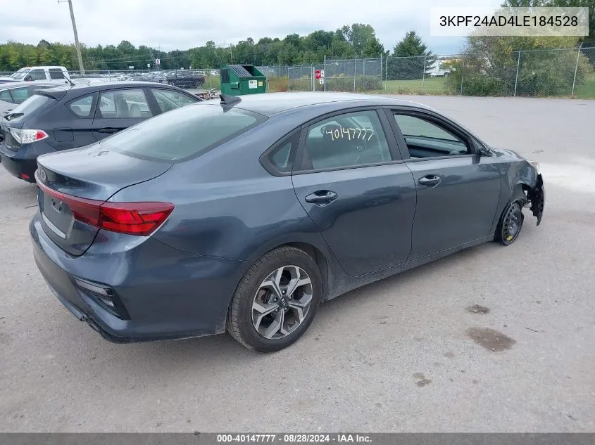 2020 Kia Forte Lxs VIN: 3KPF24AD4LE184528 Lot: 40147777