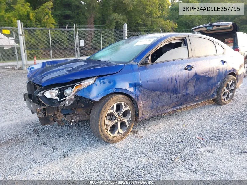 2020 Kia Forte Fe/Lxs VIN: 3KPF24AD9LE257795 Lot: 40153758