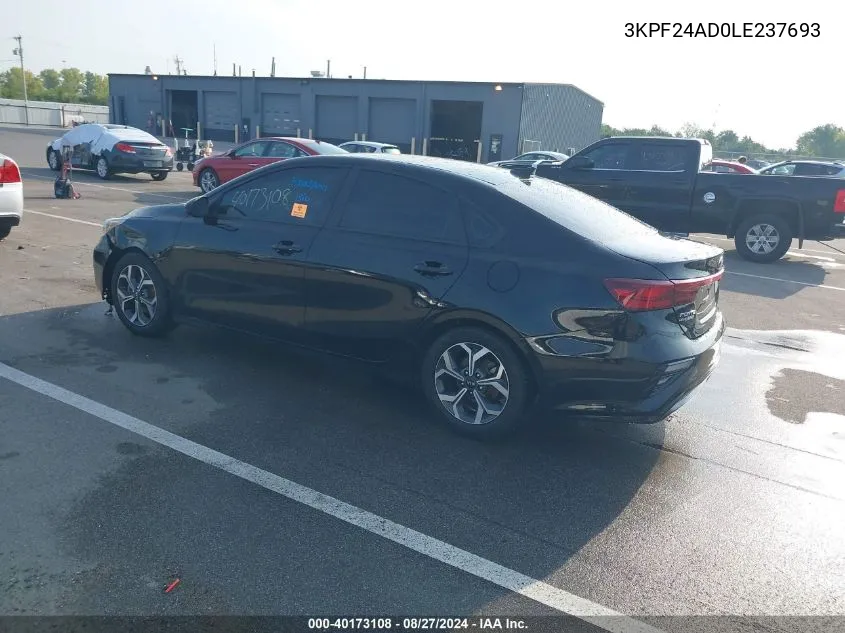 2020 Kia Forte Lxs VIN: 3KPF24AD0LE237693 Lot: 40173108