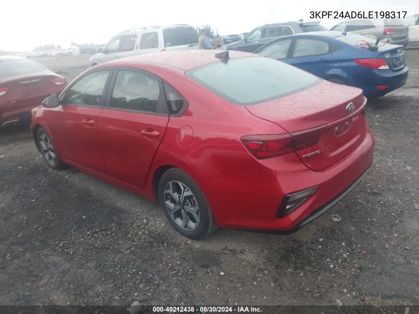 2020 Kia Forte Lxs VIN: 3KPF24AD6LE198317 Lot: 40212438