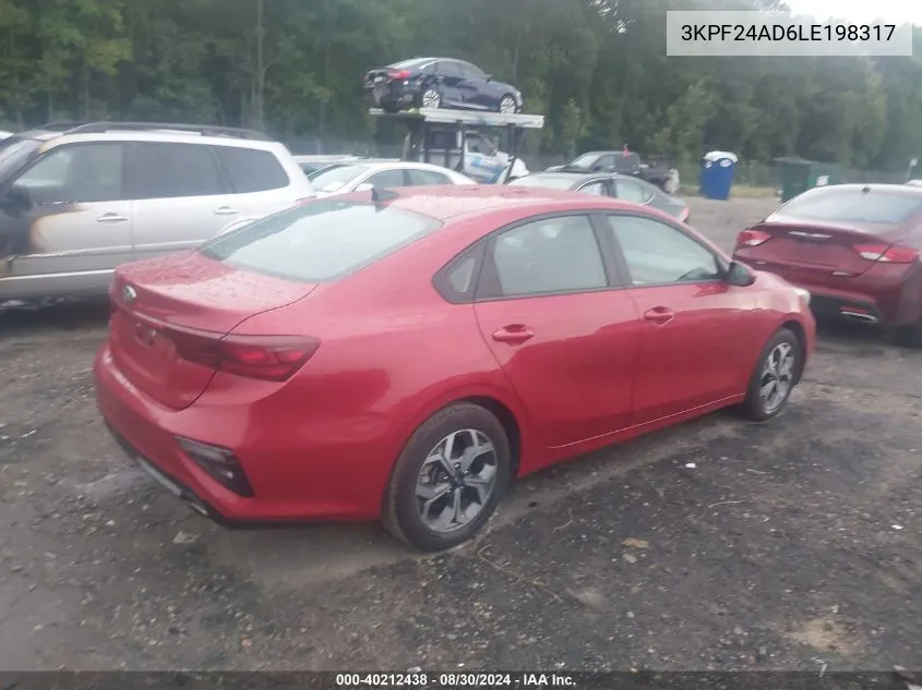 2020 Kia Forte Lxs VIN: 3KPF24AD6LE198317 Lot: 40212438