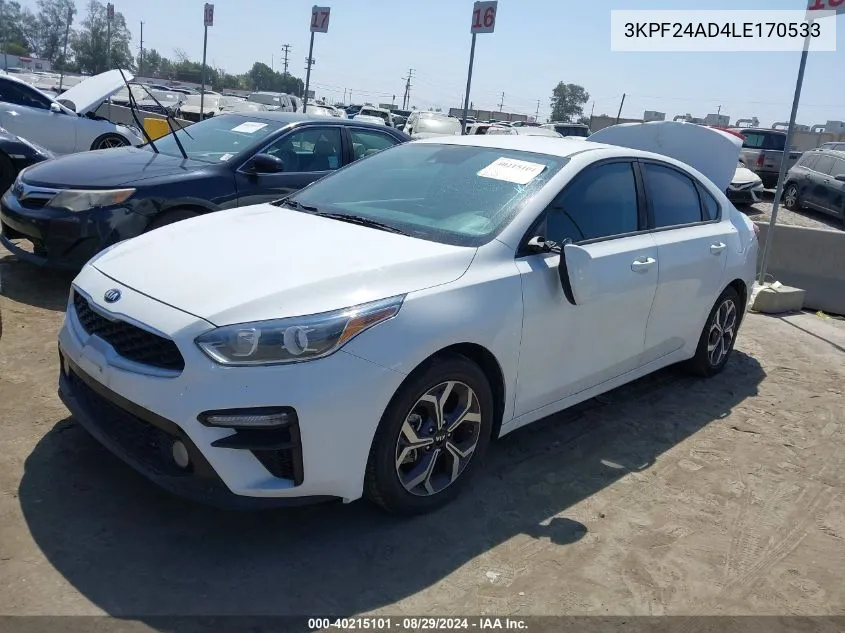 2020 Kia Forte Lxs VIN: 3KPF24AD4LE170533 Lot: 40215101