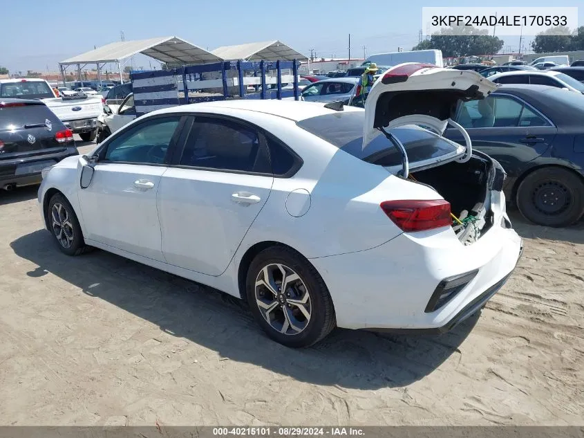 2020 Kia Forte Lxs VIN: 3KPF24AD4LE170533 Lot: 40215101