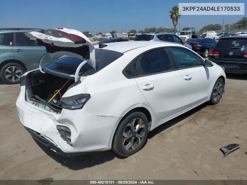 2020 Kia Forte Lxs VIN: 3KPF24AD4LE170533 Lot: 40215101