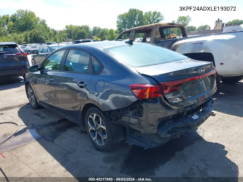 2020 Kia Forte Lxs VIN: 3KPF24ADXLE193072 Lot: 40217950