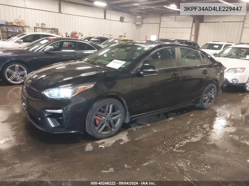 2020 Kia Forte Gt-Line VIN: 3KPF34AD4LE229447 Lot: 40246222