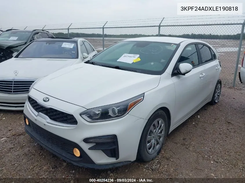 2020 Kia Forte Fe VIN: 3KPF24ADXLE190818 Lot: 40254236