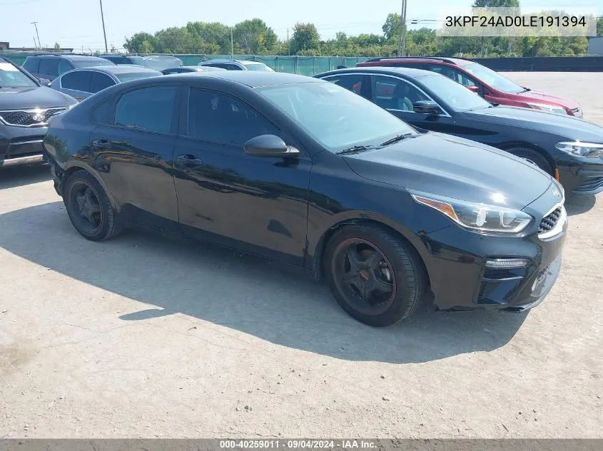 2020 Kia Forte Lxs VIN: 3KPF24AD0LE191394 Lot: 40259011