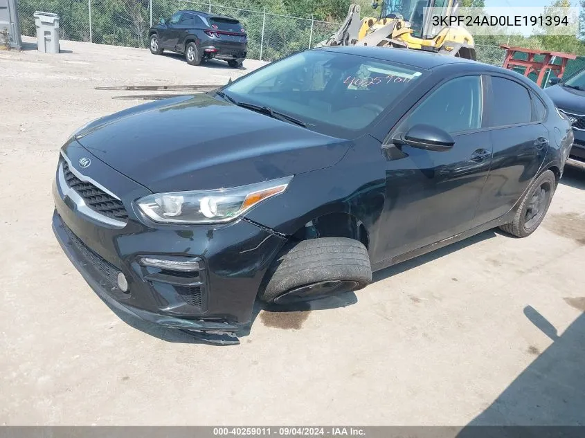 2020 Kia Forte Lxs VIN: 3KPF24AD0LE191394 Lot: 40259011